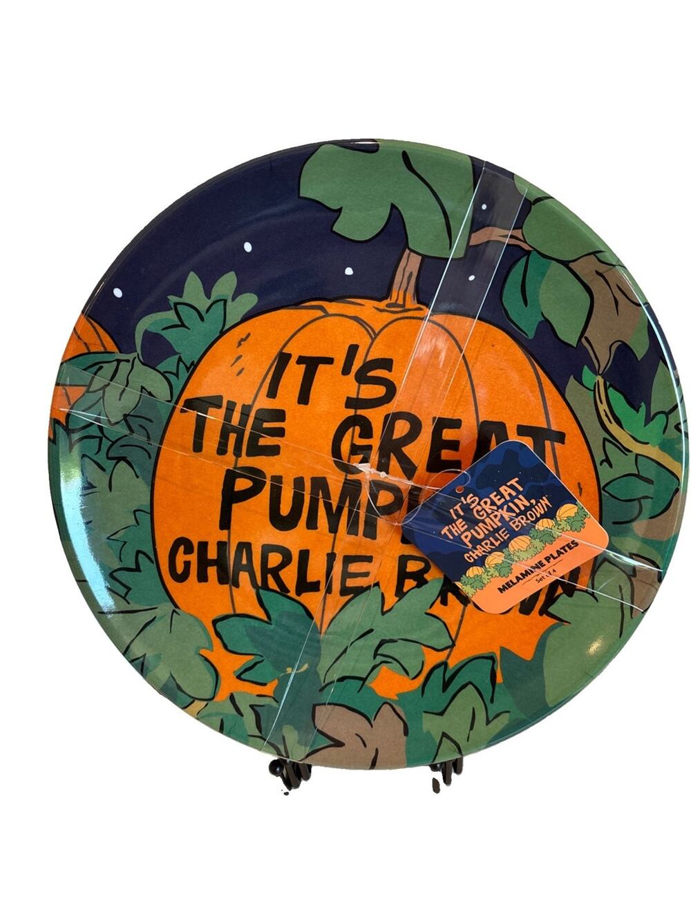 Peanuts It's The Great Pumpkin Charlie Brown Set of 4 Melamine 10.5” Plates NEW